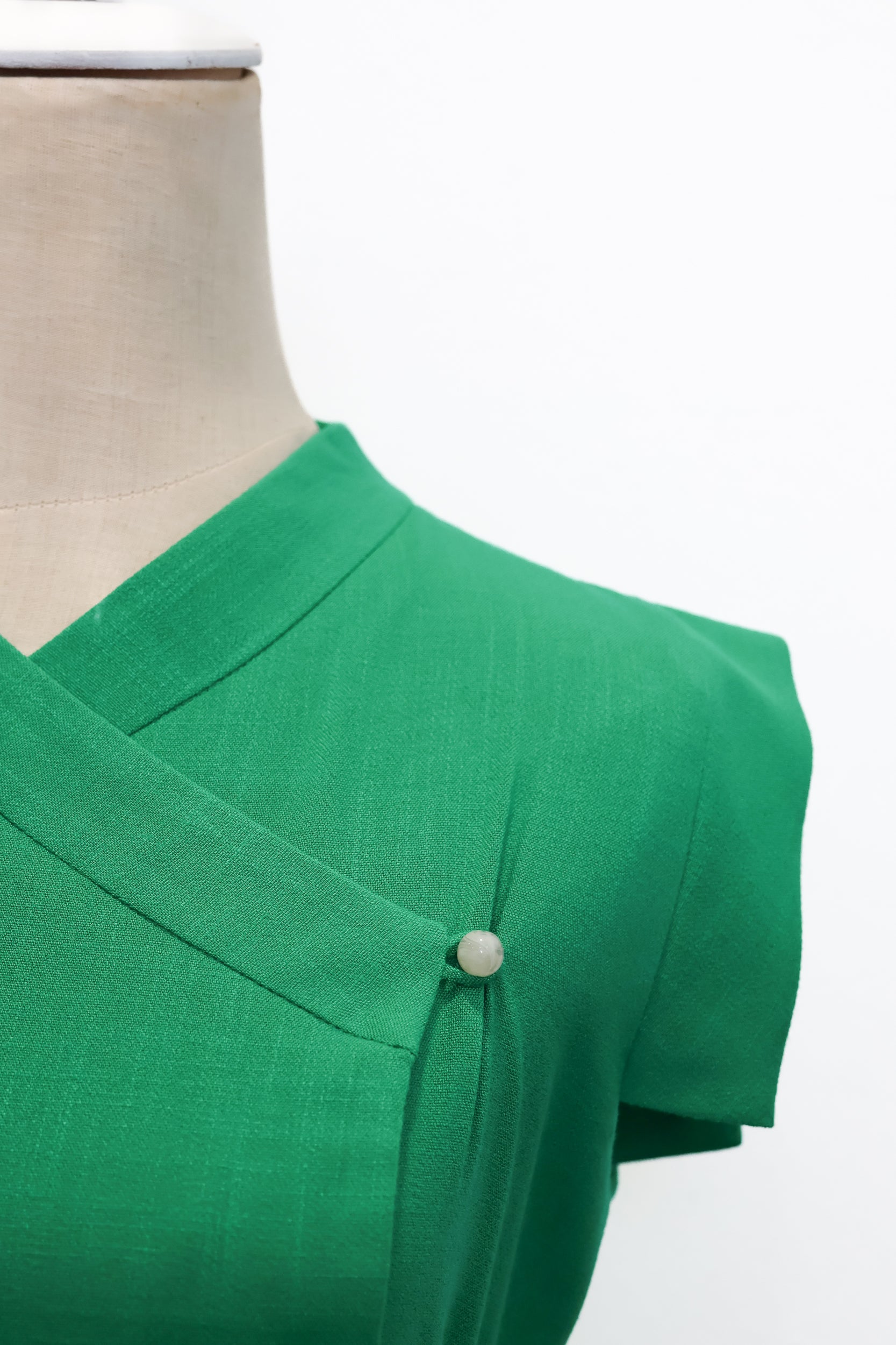 Athena Wrap Top - Emerald / Off-White