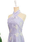 Rhea Halter Dress - Lilac Embroidery
