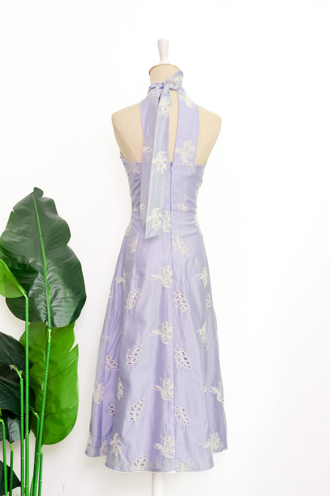 Rhea Halter Dress - Lilac Embroidery (BACKORDER)