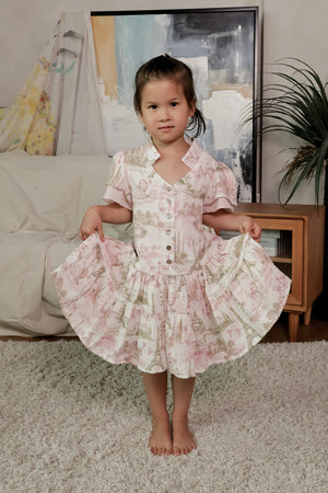 Lil' Elysees Shirt Dress - Pink Toile (Pre-order)