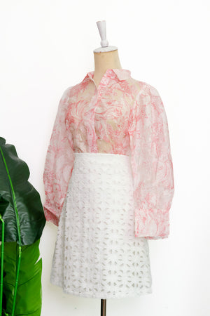 Queenie Organza Shirt - Dusty-Blue / Rose-Pink