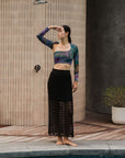 Coastline Crotchet Skirt - Cream / Black / Plum