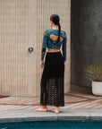 Coastline Crotchet Skirt - Cream / Black / Plum