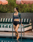 High Tide Swim Bottoms - Abstract Botanical / Black