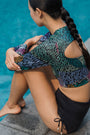 Make Wave Swim Top - Abstract Botanical / Black