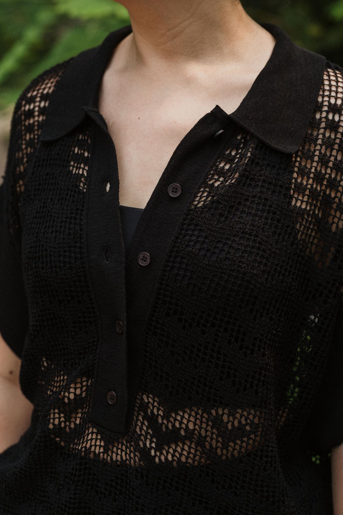 Coastline Crotchet Top - Cream / Black / Plum