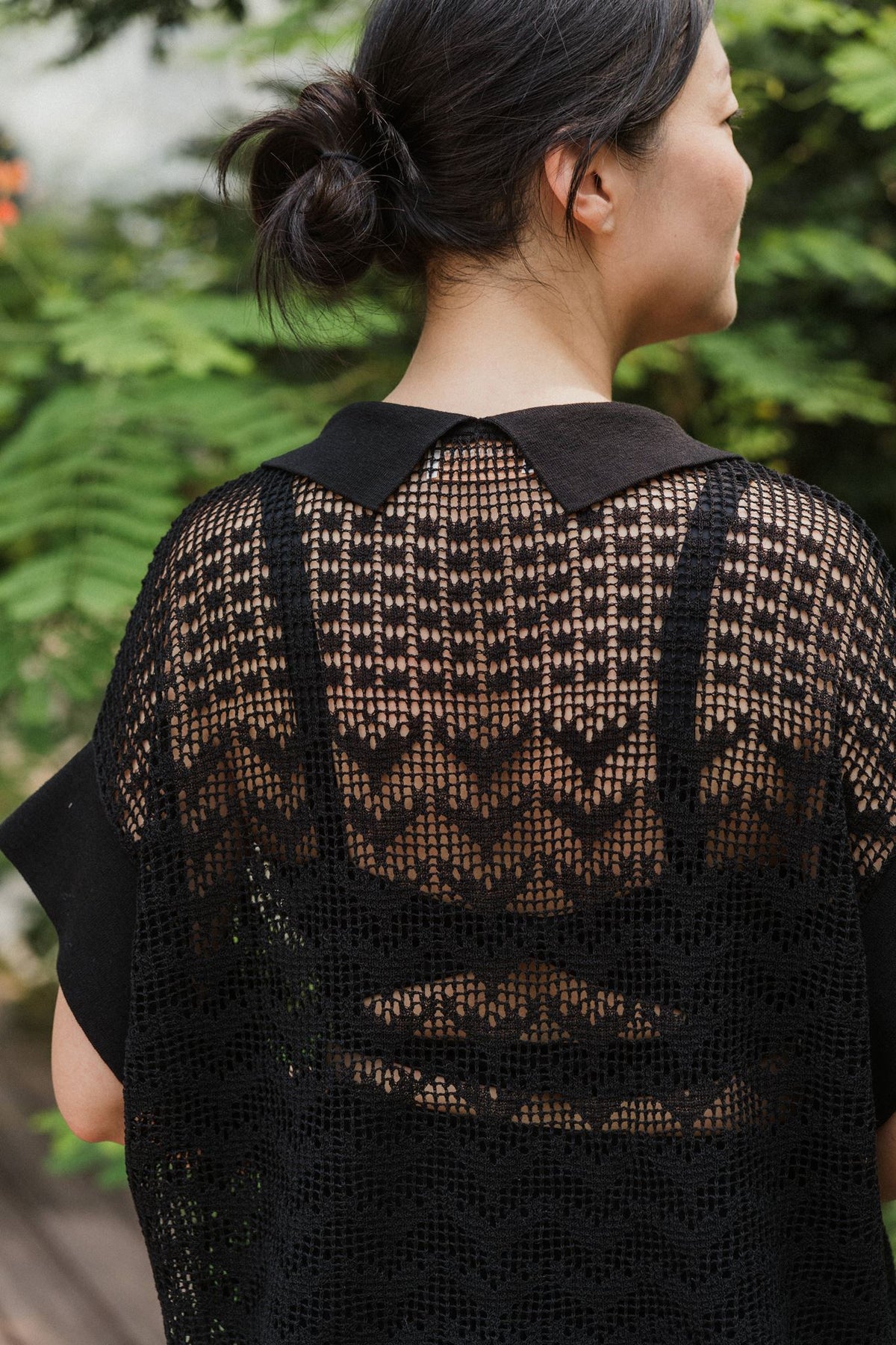 Coastline Crotchet Top - Cream / Black / Plum