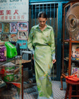 Fern Forest Silk Shirt - Green / Lilac