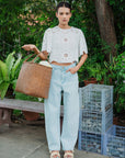 Scalloped Everyday Barrel Jeans - Dark Denim / Light Denim