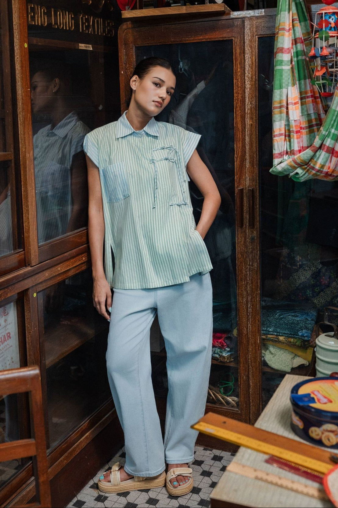 Mei Samfu Shirt - Stripes / White