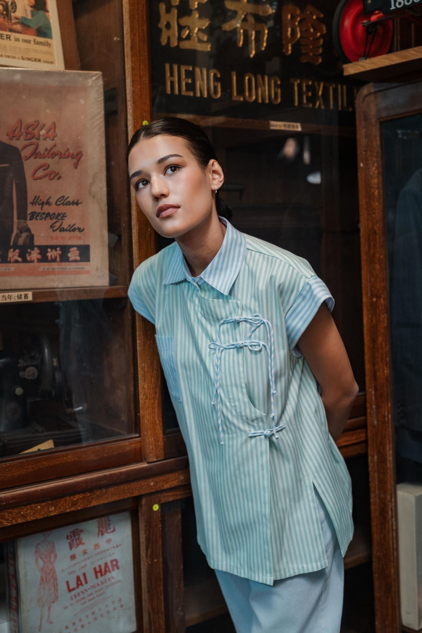 Mei Samfu Shirt - Stripes / White