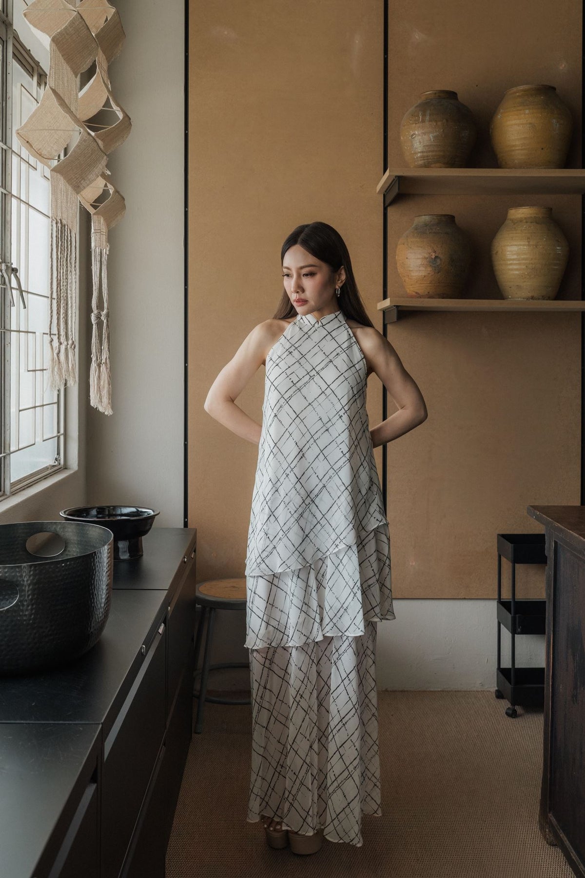Cascading Halter Cheongsam