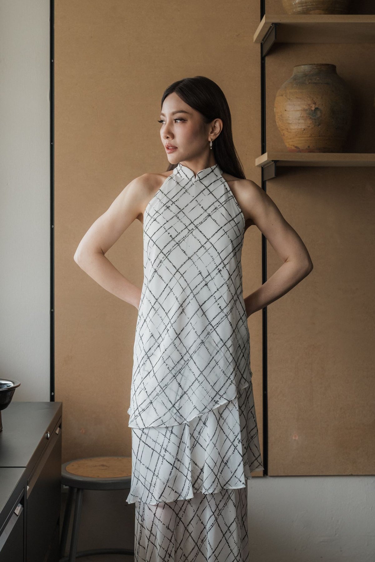 Cascading Halter Cheongsam