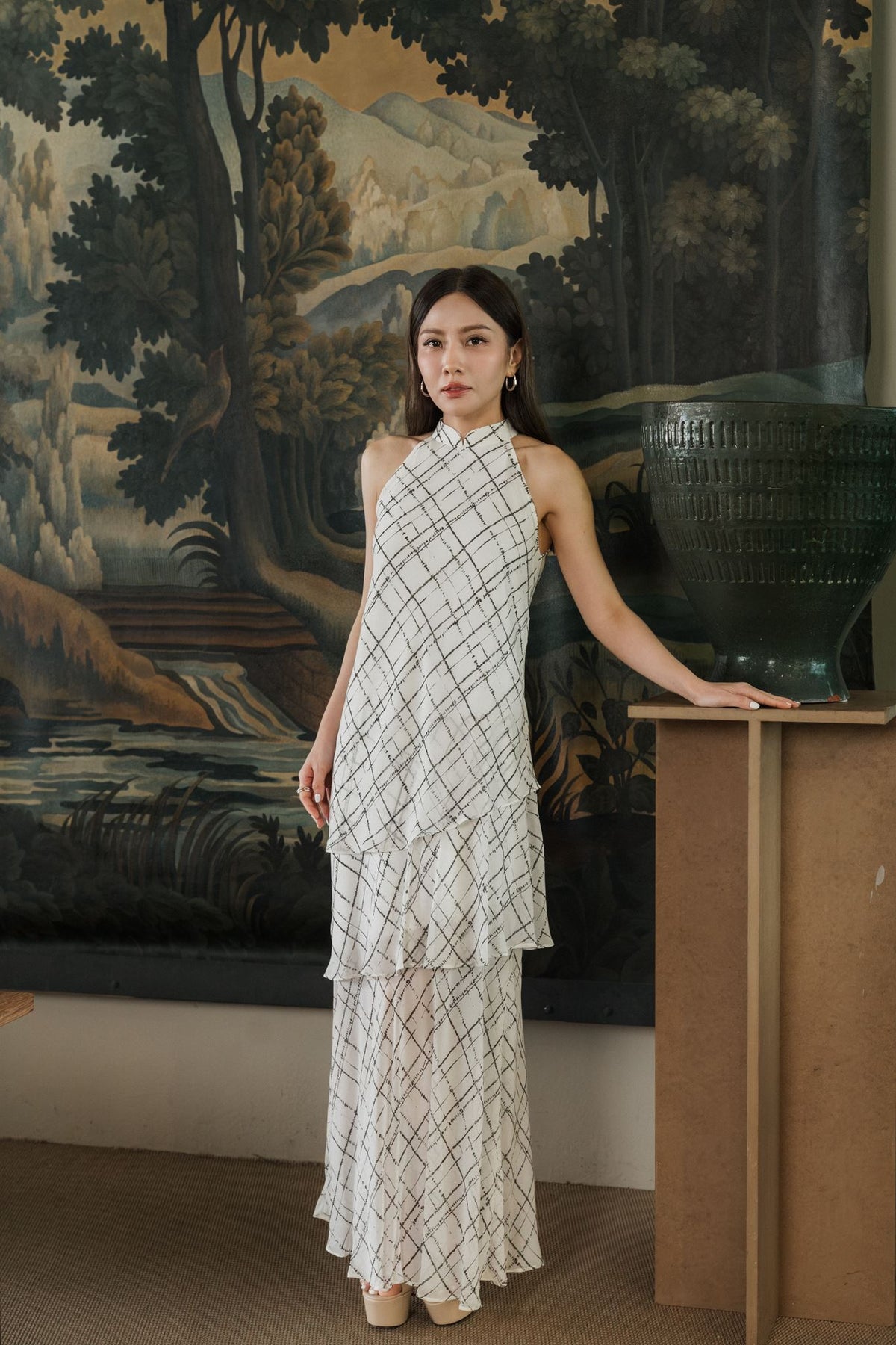 Cascading Halter Cheongsam