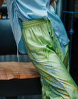 Fern Forest Silk Pants - Green / Lilac