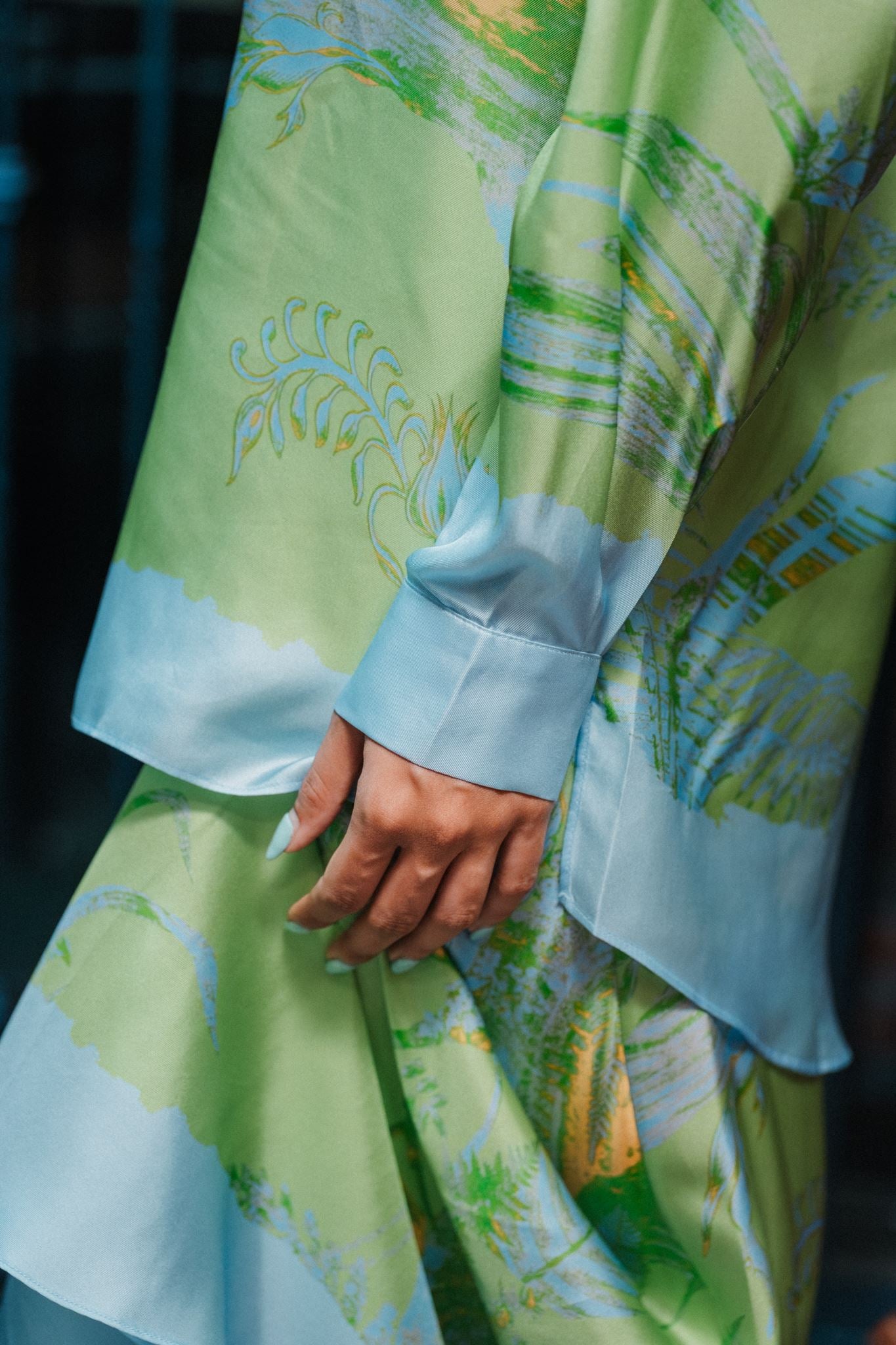 Fern Forest Silk Shirt - Green / Lilac