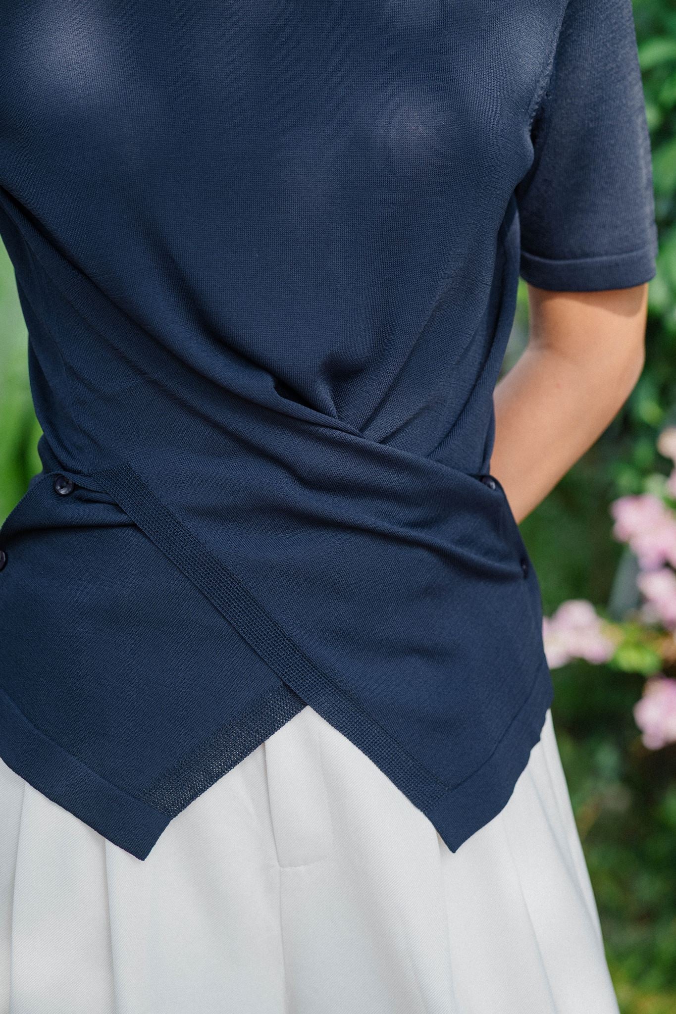 Cairnhill Cross Knit Top - Navy / Brown