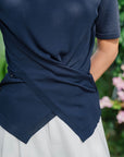 Cairnhill Cross Knit Top - Navy / Brown