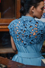 Ann Siang Embroidery Denim Dress Light/ Dark Chambray