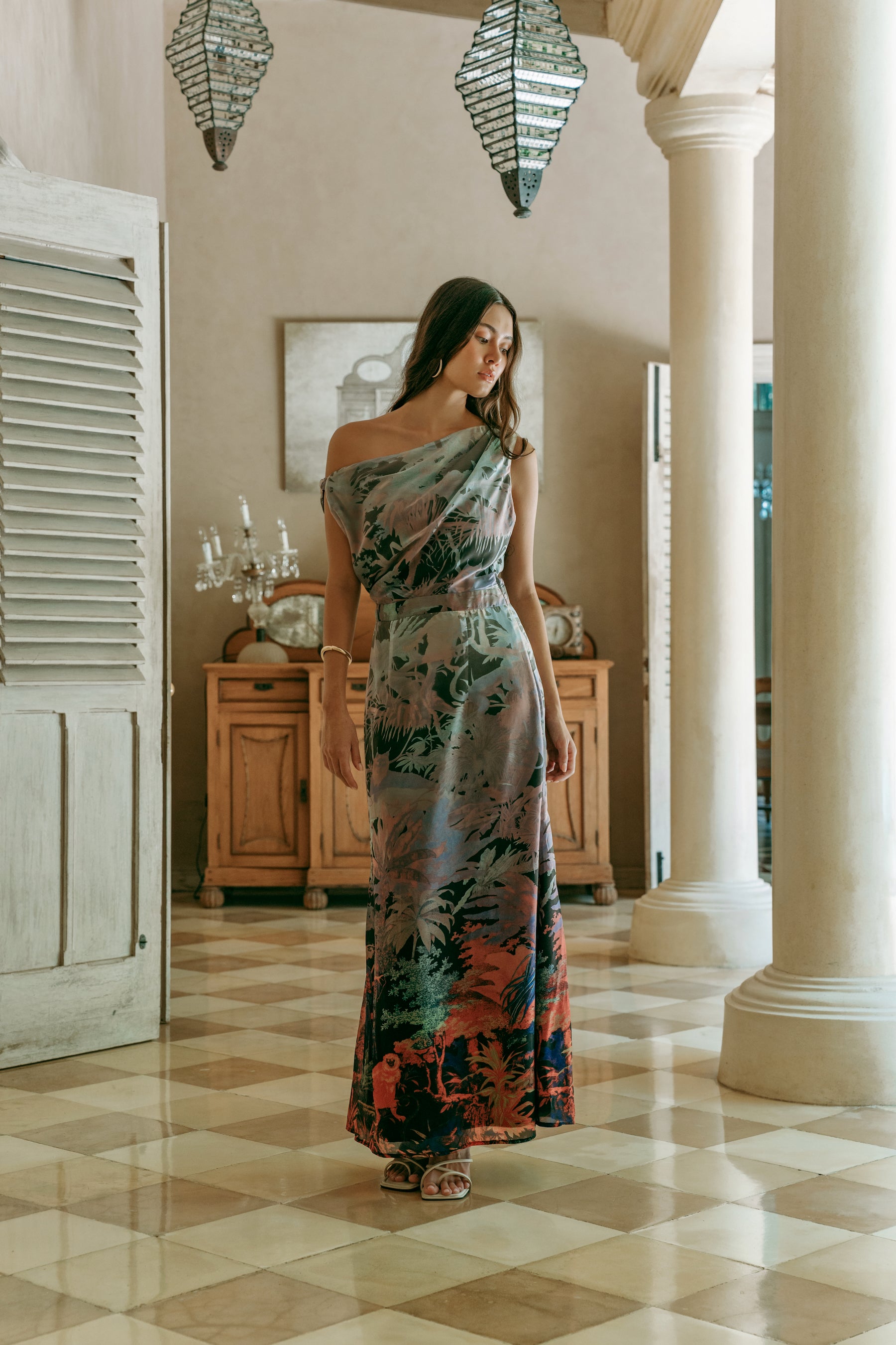 Sorrento Asymmetrical Dress - Mystic Jungle