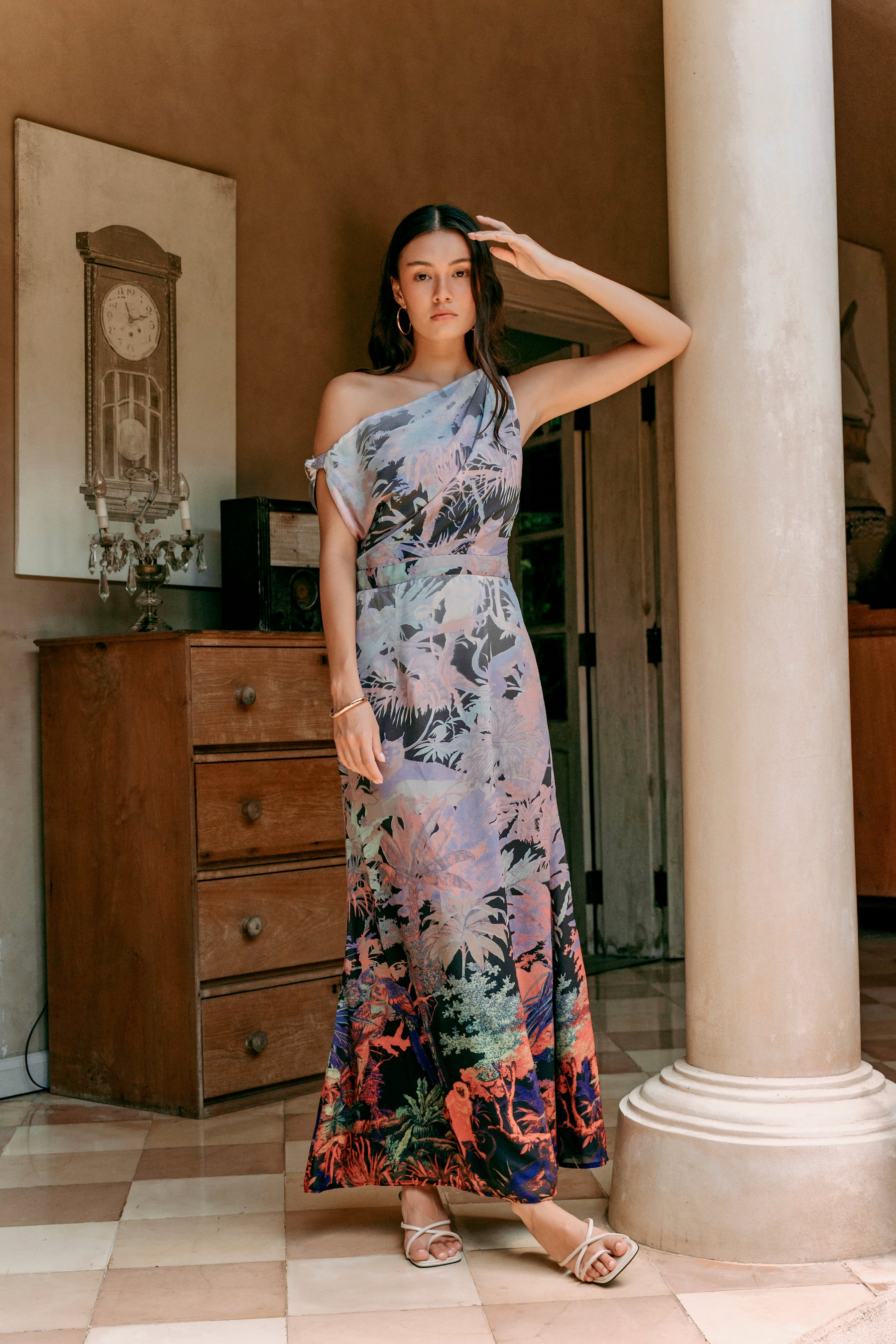 Sorrento Asymmetrical Dress - Mystic Jungle