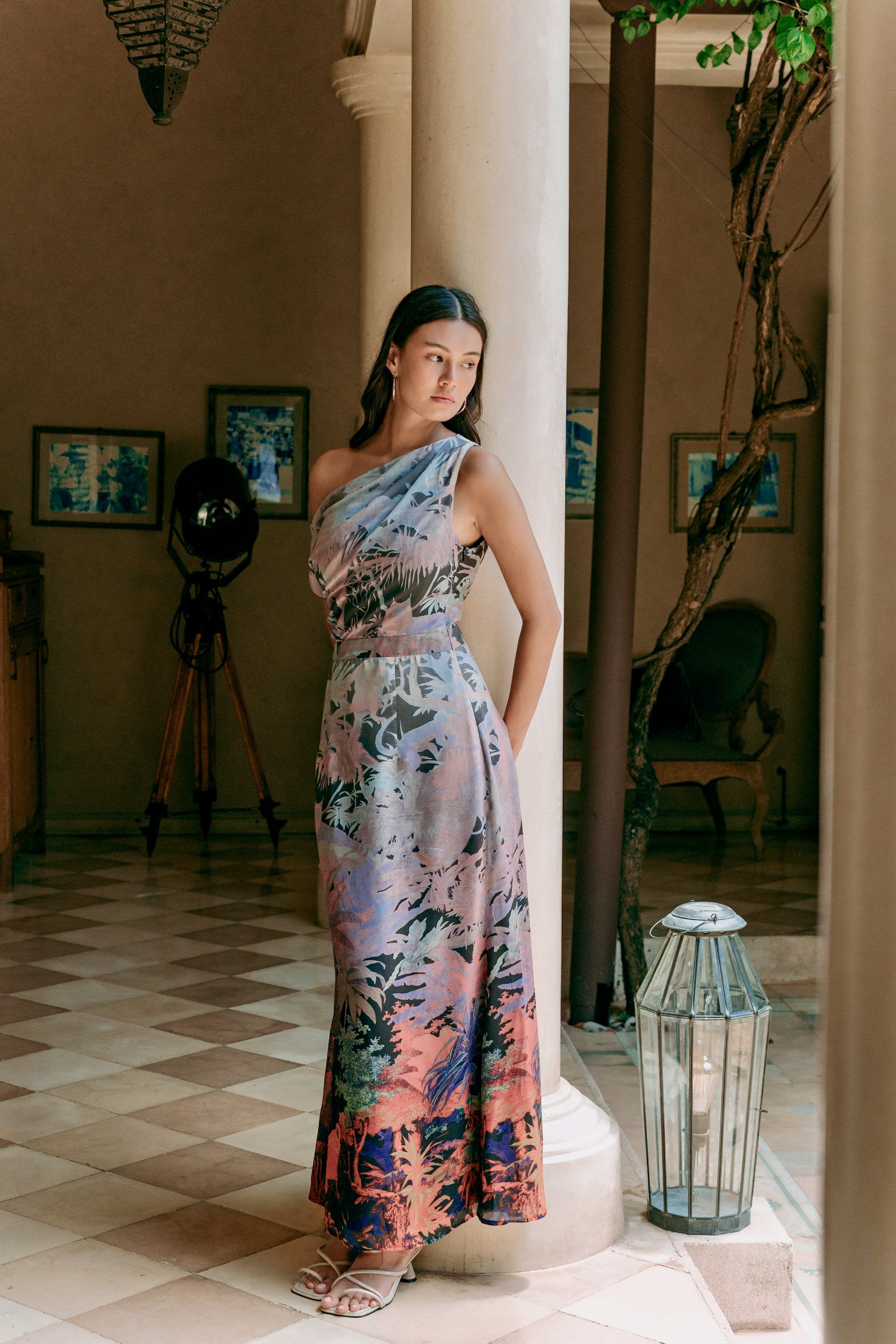 Sorrento Asymmetrical Dress - Mystic Jungle