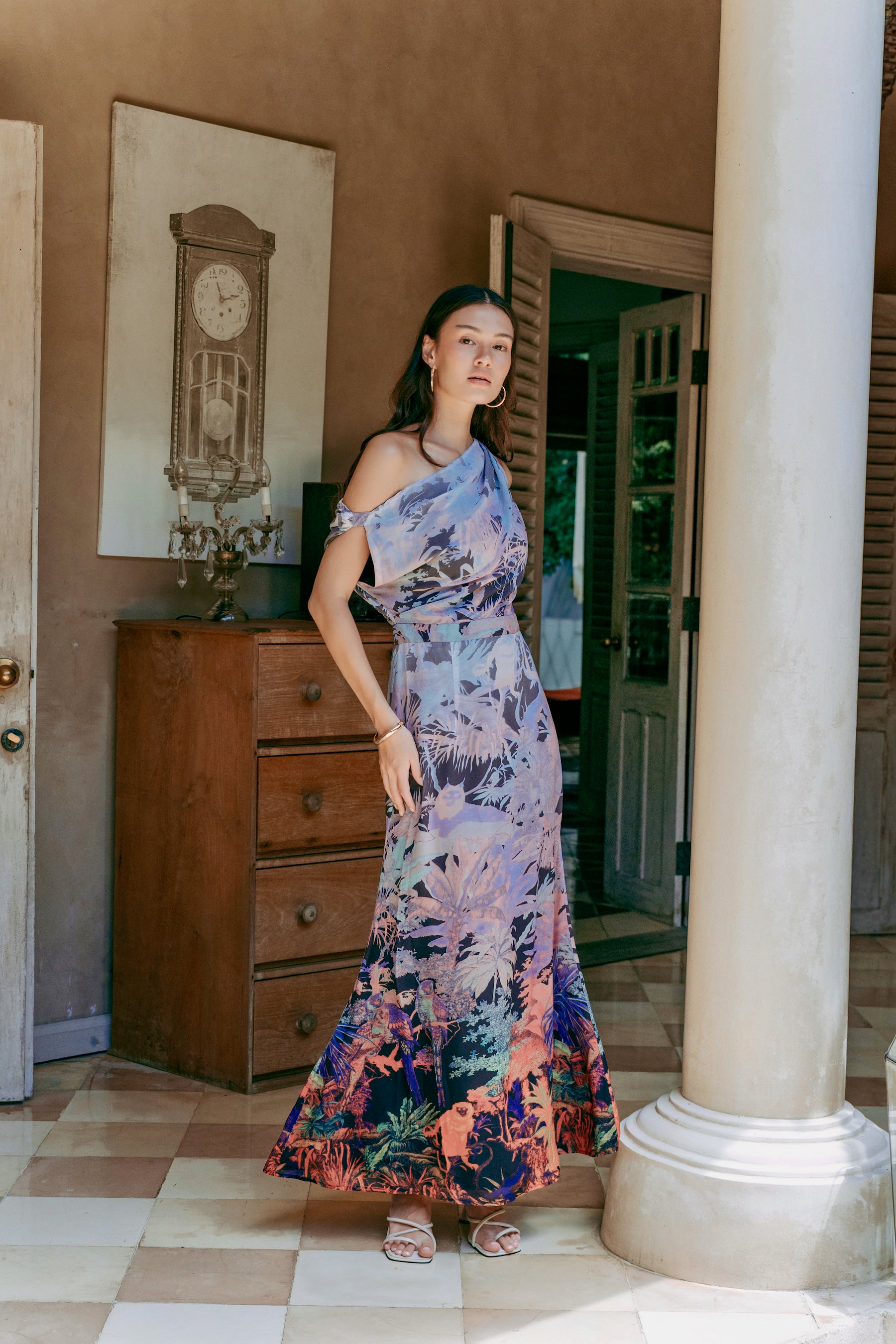 Sorrento Asymmetrical Dress - Mystic Jungle