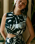 Cove Cut-Out Frill Dress - Black & White