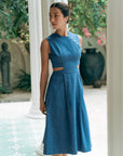 Signature Cut-Out Midi Cheongsam - Light Denim (BACKORDER)