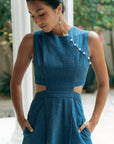 Signature Cut-Out Midi Cheongsam - Light Denim (BACKORDER)