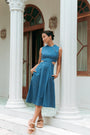 Signature Cut-Out Midi Cheongsam - Light Denim (BACKORDER)
