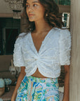 Tamara Reversible Crop Top - Textured Quatrefoil