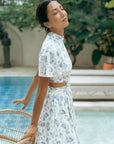 Signature Cut-Out Midi Cheongsam with Sleeves - Provence