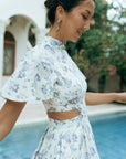 Signature Cut-Out Midi Cheongsam with Sleeves - Provence