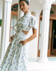 Signature Cut-Out Midi Cheongsam with Sleeves - Provence