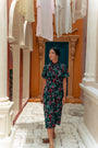 Jayne Retro Cheongsam - Teal / Moonlit Florals