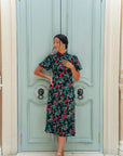 Jayne Retro Cheongsam - Teal / Moonlit Florals
