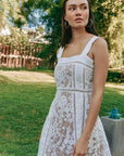 Adele Lace Dress - White / Navy