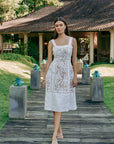 Adele Lace Dress - White / Navy
