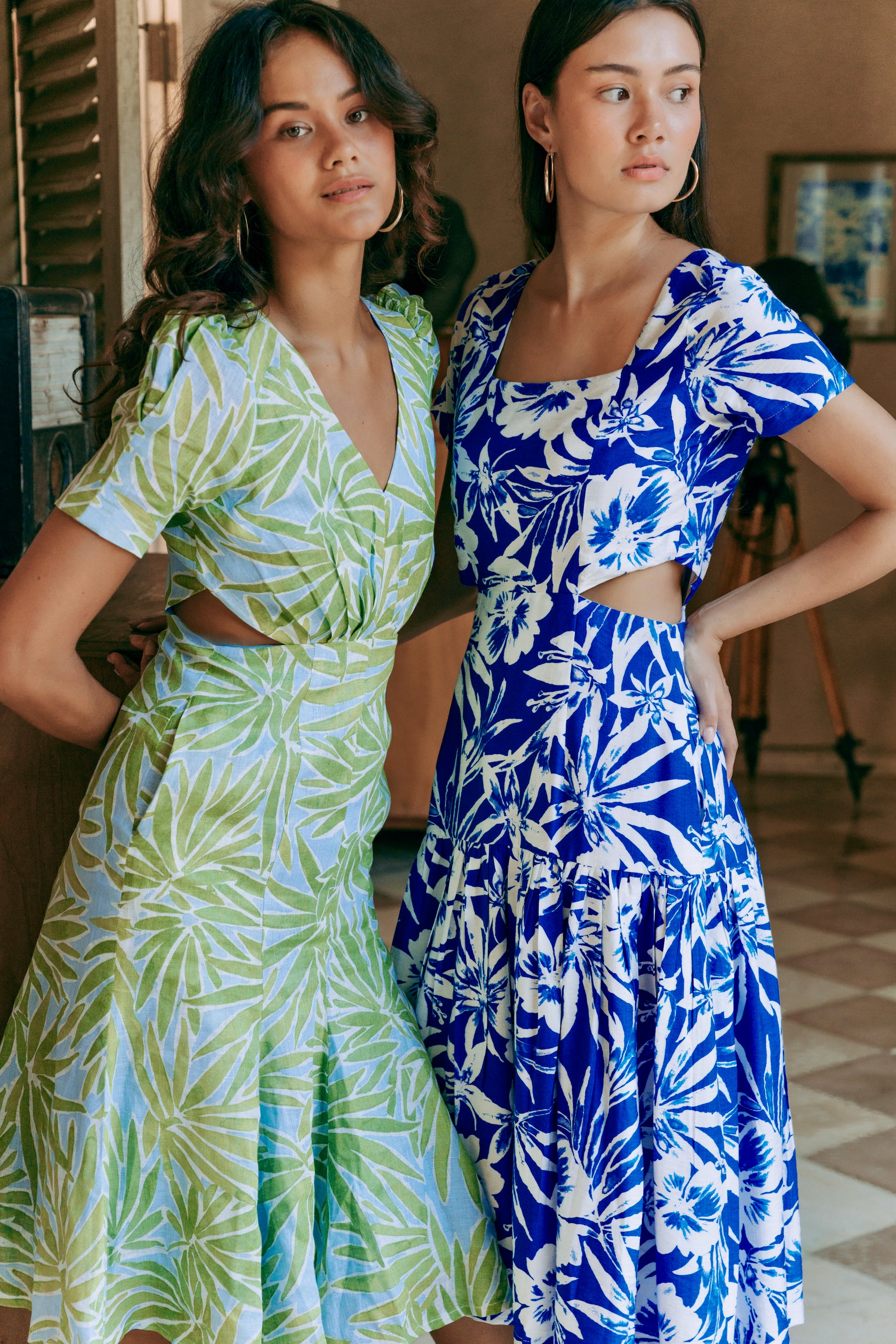 Calypso Midi Dress - Blue Tropics