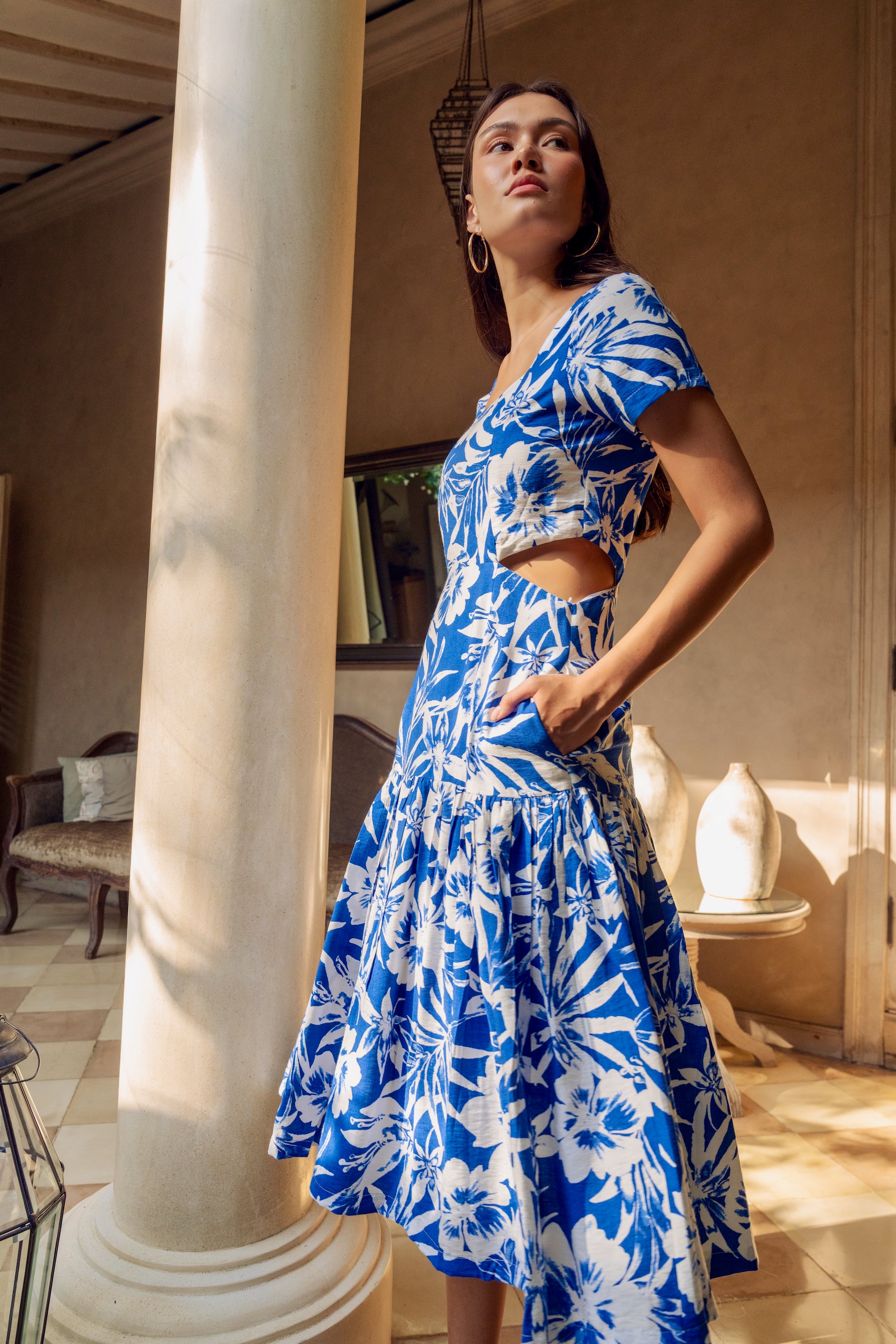 Calypso Midi Dress - Blue Tropics