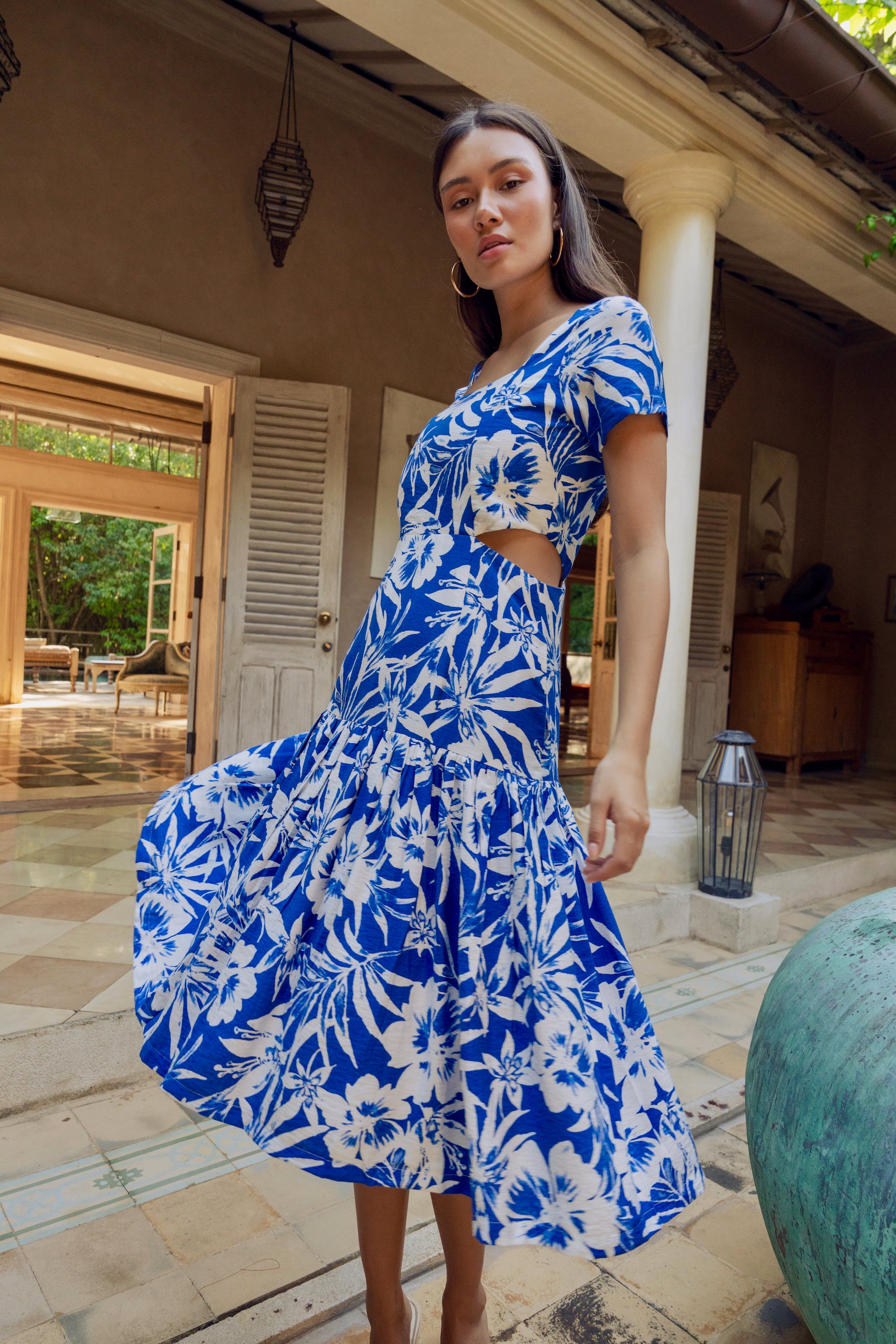 Calypso Midi Dress - Blue Tropics