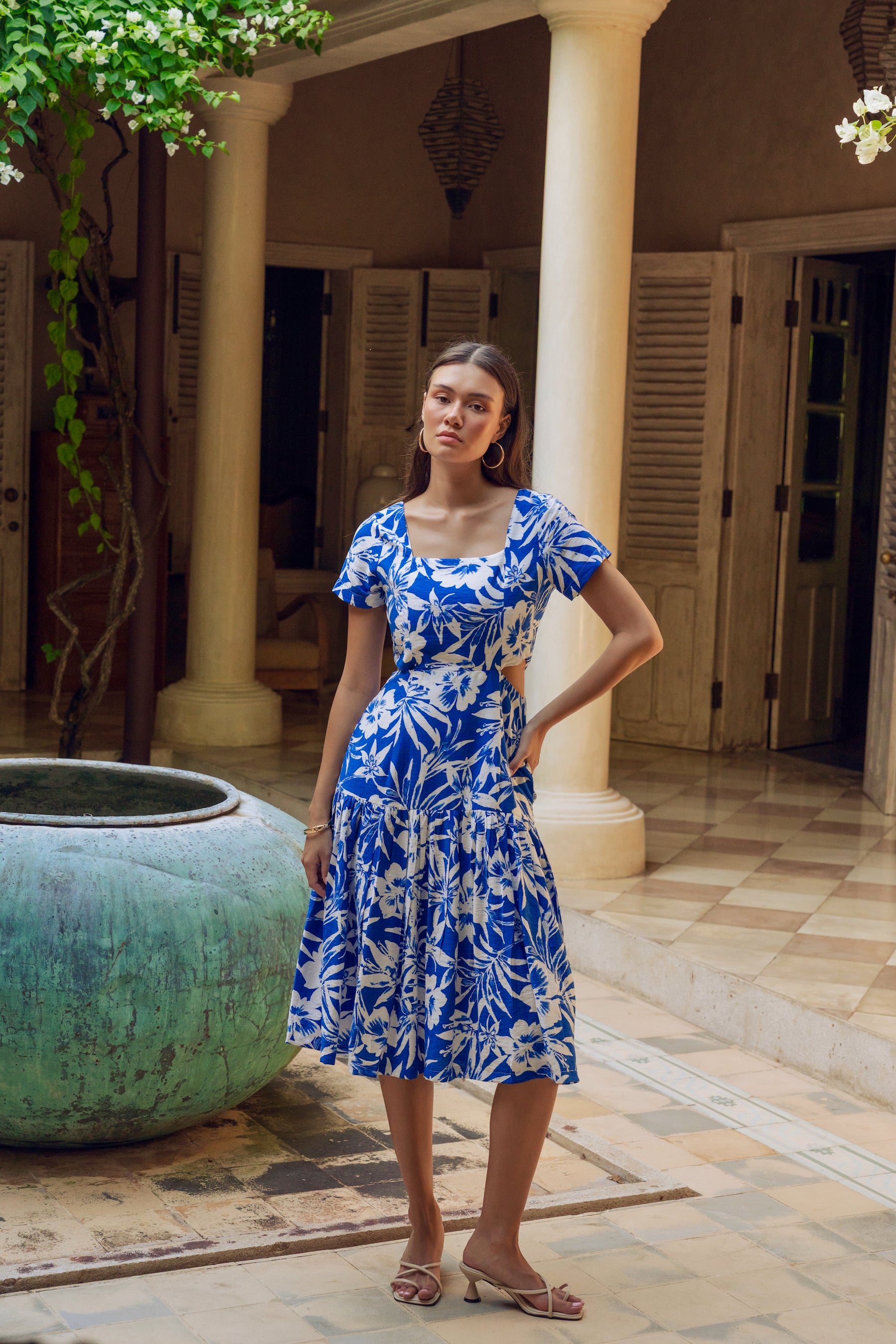 Calypso Midi Dress - Blue Tropics
