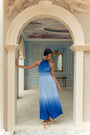 Selma Pleated Maxi Dress – Ombre Blue