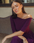 Maia Asymmetrical Maxi Dress - Black / Purple