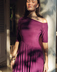 Maia Asymmetrical Maxi Dress - Black / Purple