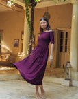 Maia Asymmetrical Maxi Dress - Black / Purple
