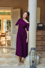 Maia Asymmetrical Maxi Dress - Black / Purple