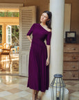Maia Asymmetrical Maxi Dress - Black / Purple