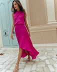 Selah Hi-Low Maxi Dress - Fuchsia / Wine (Pre-order)
